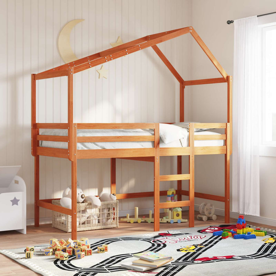 Hoogslaper bedframe Waskleur Bruin 90 x 190 cm