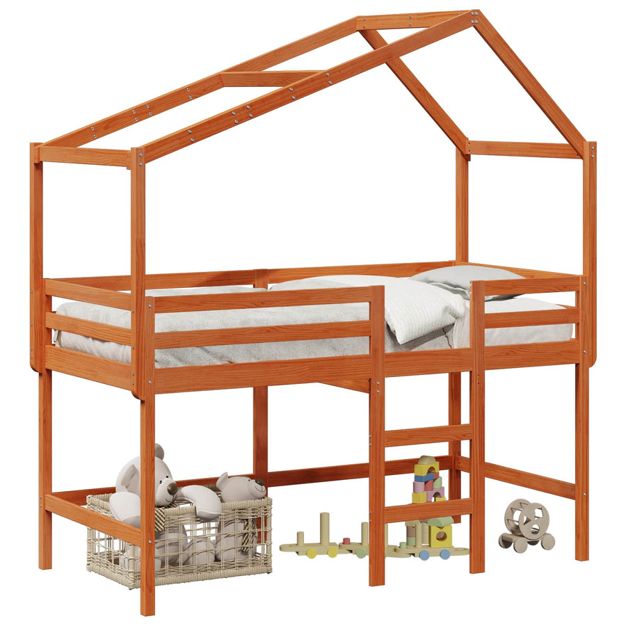 Hoogslaper bedframe Waskleur Bruin 90 x 190 cm