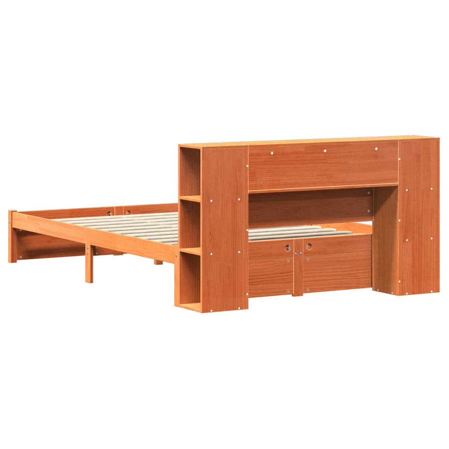 Boekenkast Bedframe Wasbruin 140 x 200 cm Massief Vurenhout