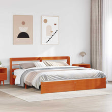 Bedframe met hoofdeinde Wasbruin 200 x 200 cm Massief Vurenhout