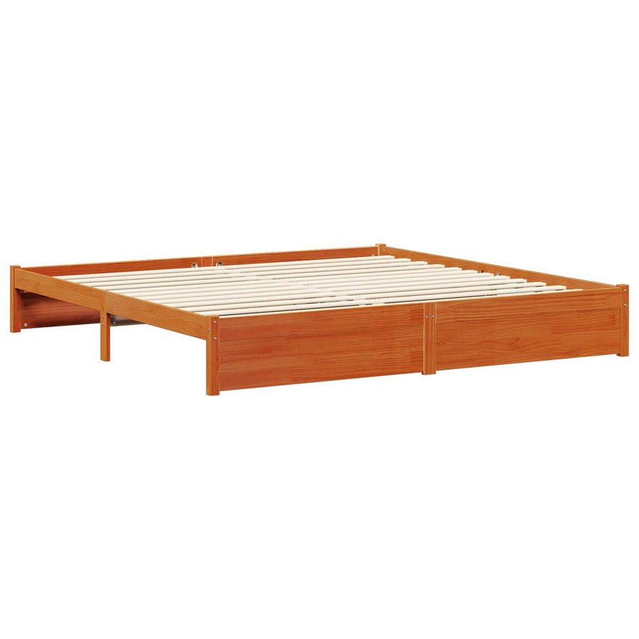 Bedframe met hoofdeinde Wasbruin 200 x 200 cm Massief Vurenhout