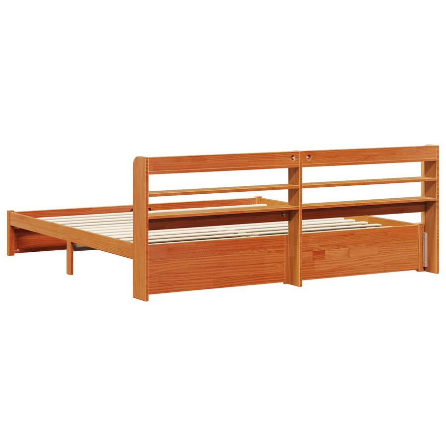 Bedframe met hoofdeinde Wasbruin 200 x 200 cm Massief Vurenhout