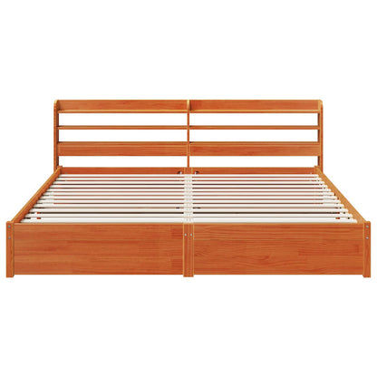 Bedframe met hoofdeinde Wasbruin 200 x 200 cm Massief Vurenhout