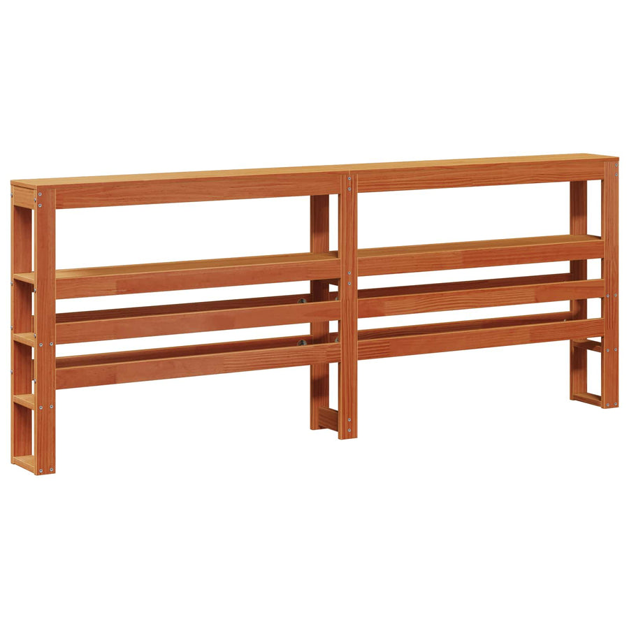 Bedframe met hoofdeinde 2 pcs Wasbruin Massief Vurenhout