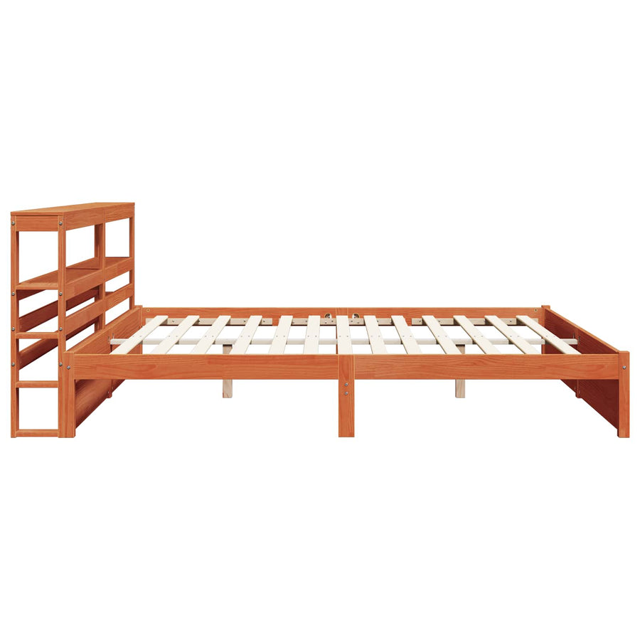 Bedframe met hoofdeinde 2 pcs Wasbruin Massief Vurenhout