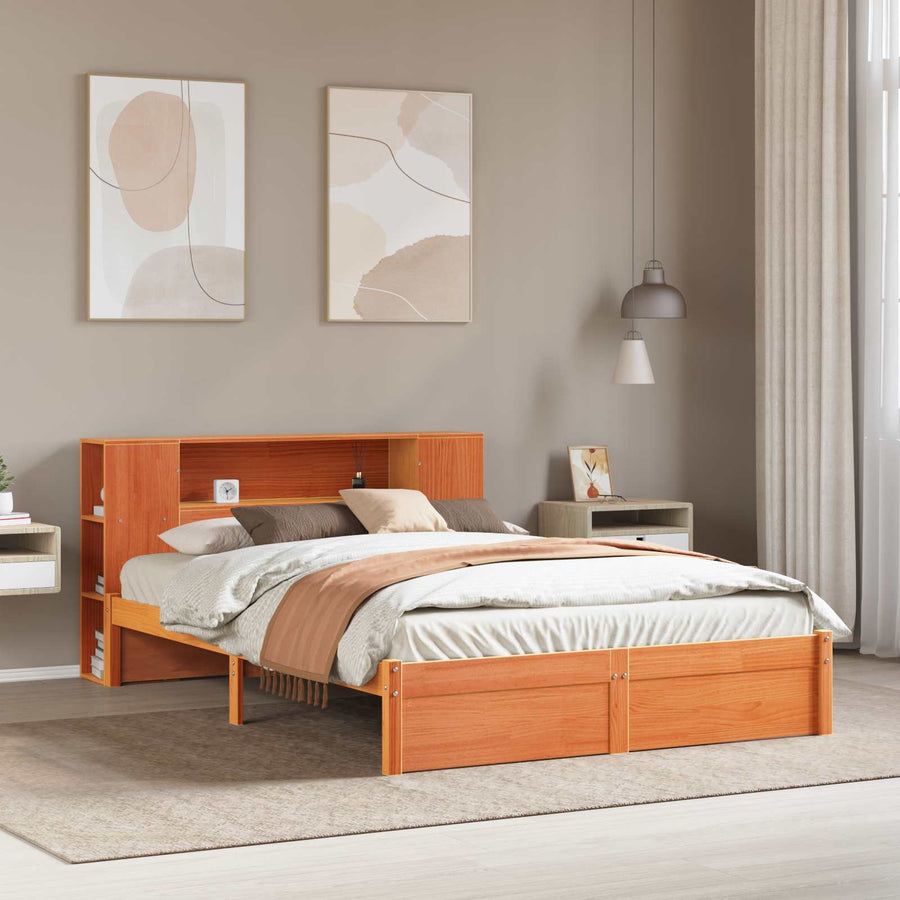 Boekenkast Bedframe Wasbruin 150 x 200 cm Massief Vurenhout