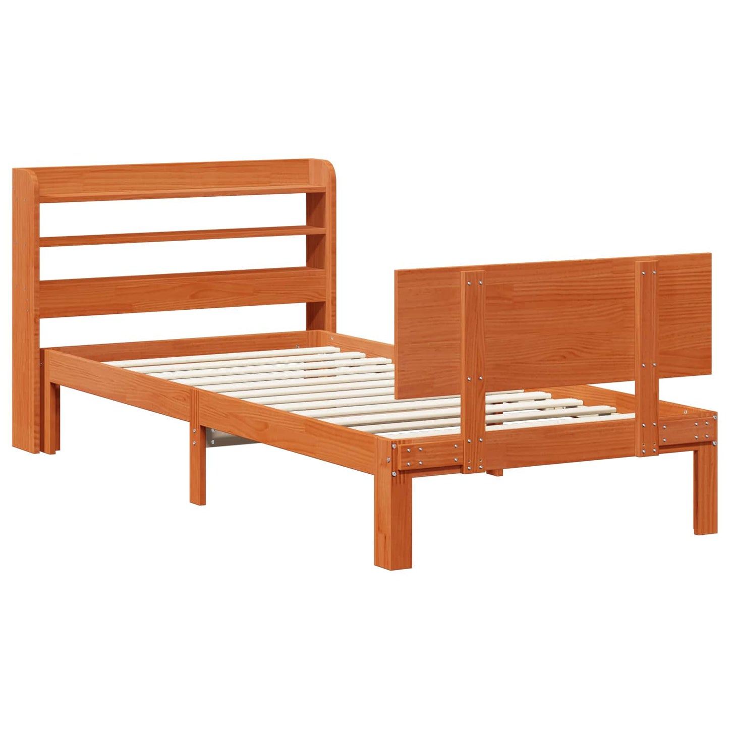 Bedframe met hoofdeinde 2 pcs Wasbruin Massief Vurenhout