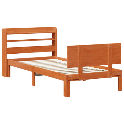 Bedframe met hoofdeinde 2 pcs Wasbruin Massief Vurenhout