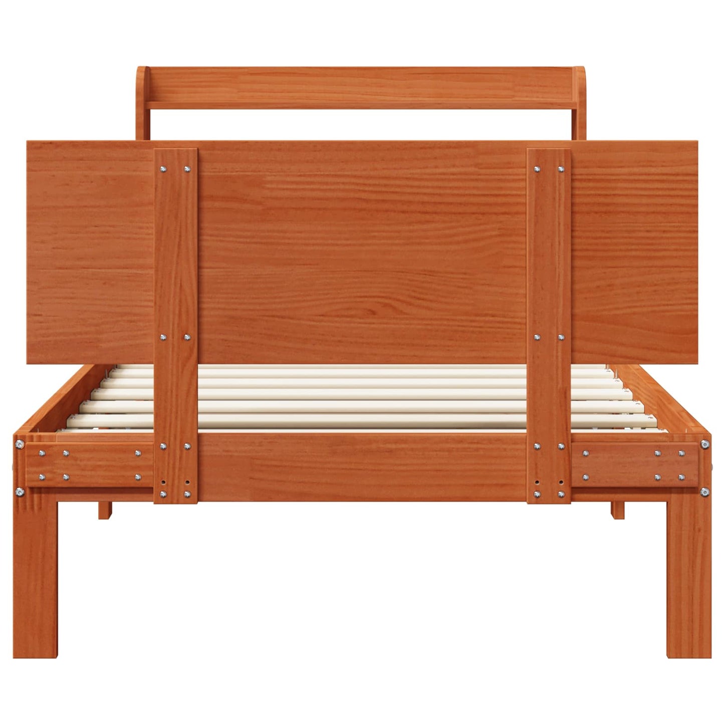 Bedframe met hoofdeinde 2 pcs Wasbruin Massief Vurenhout