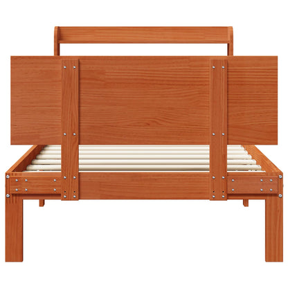 Bedframe met hoofdeinde 2 pcs Wasbruin Massief Vurenhout
