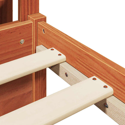 Bedframe met hoofdeinde 2 pcs Wasbruin Massief Vurenhout