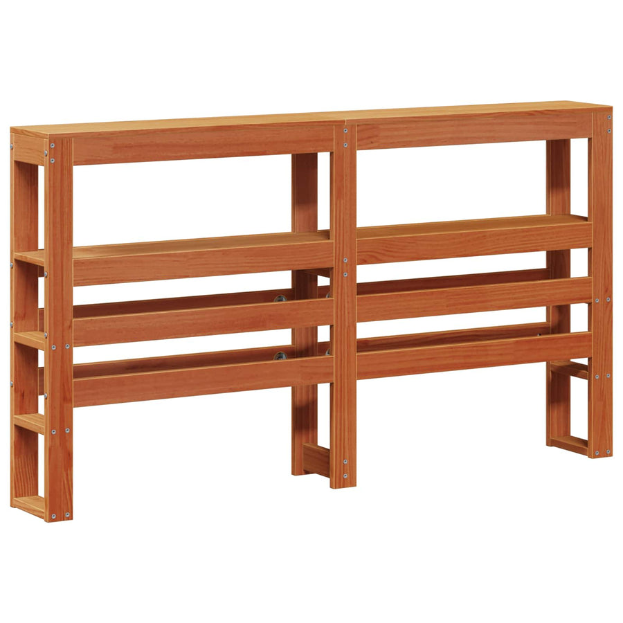 Bedframe met hoofdeinde 2 pcs Wasbruin Massief Vurenhout