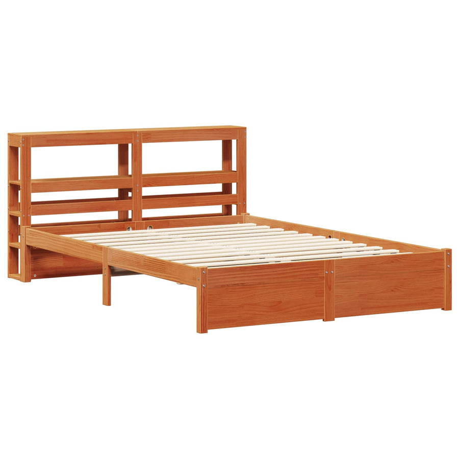 Bedframe met hoofdeinde 2 pcs Wasbruin Massief Vurenhout