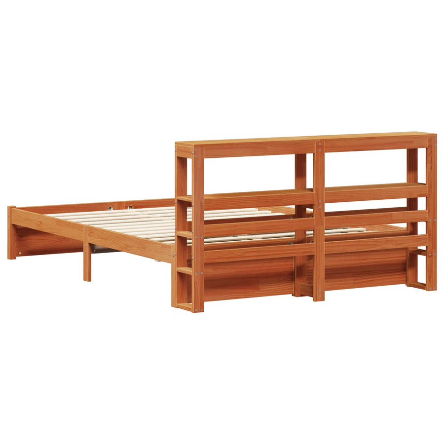 Bedframe met hoofdeinde 2 pcs Wasbruin Massief Vurenhout