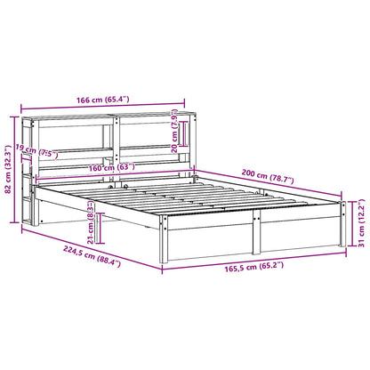 Bedframe met hoofdeinde 2 pcs Wasbruin Massief Vurenhout