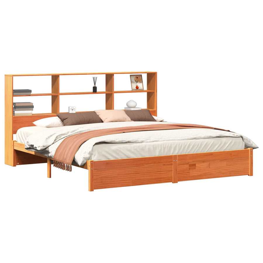 Boekenkast Bedframe Wasbruin 180 x 200 cm Massief Vurenhout