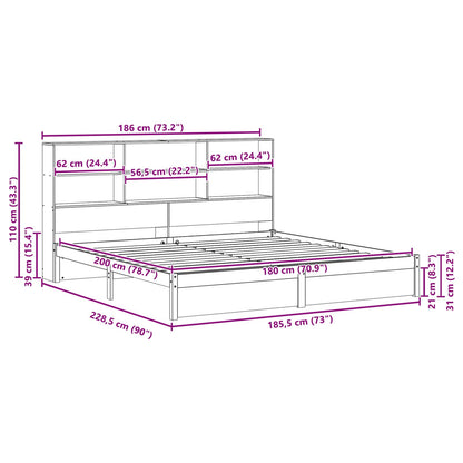 Boekenkast Bedframe Wasbruin 180 x 200 cm Massief Vurenhout