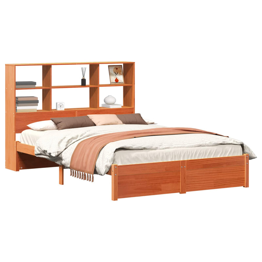 Boekenkast Bedframe Wasbruin 160 x 200 cm Massief Vurenhout