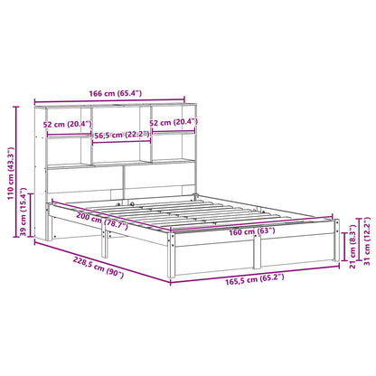 Boekenkast Bedframe Wasbruin 160 x 200 cm Massief Vurenhout