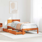 Bed frame with headboard 3 pcs Washed brown Solid Spruce Wood