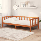 Daybed with headboard and mattress Wax Brown and White 90 x 200 cm