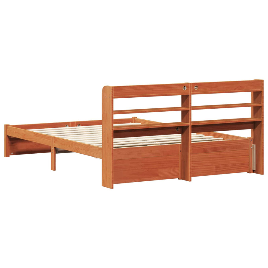 Bedframe met hoofdeinde Wasbruin 150 x 200 cm Massief Vurenhout