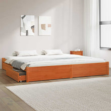 Bedframe met lade Wasbruin 200 x 200 cm Massief Vurenhout