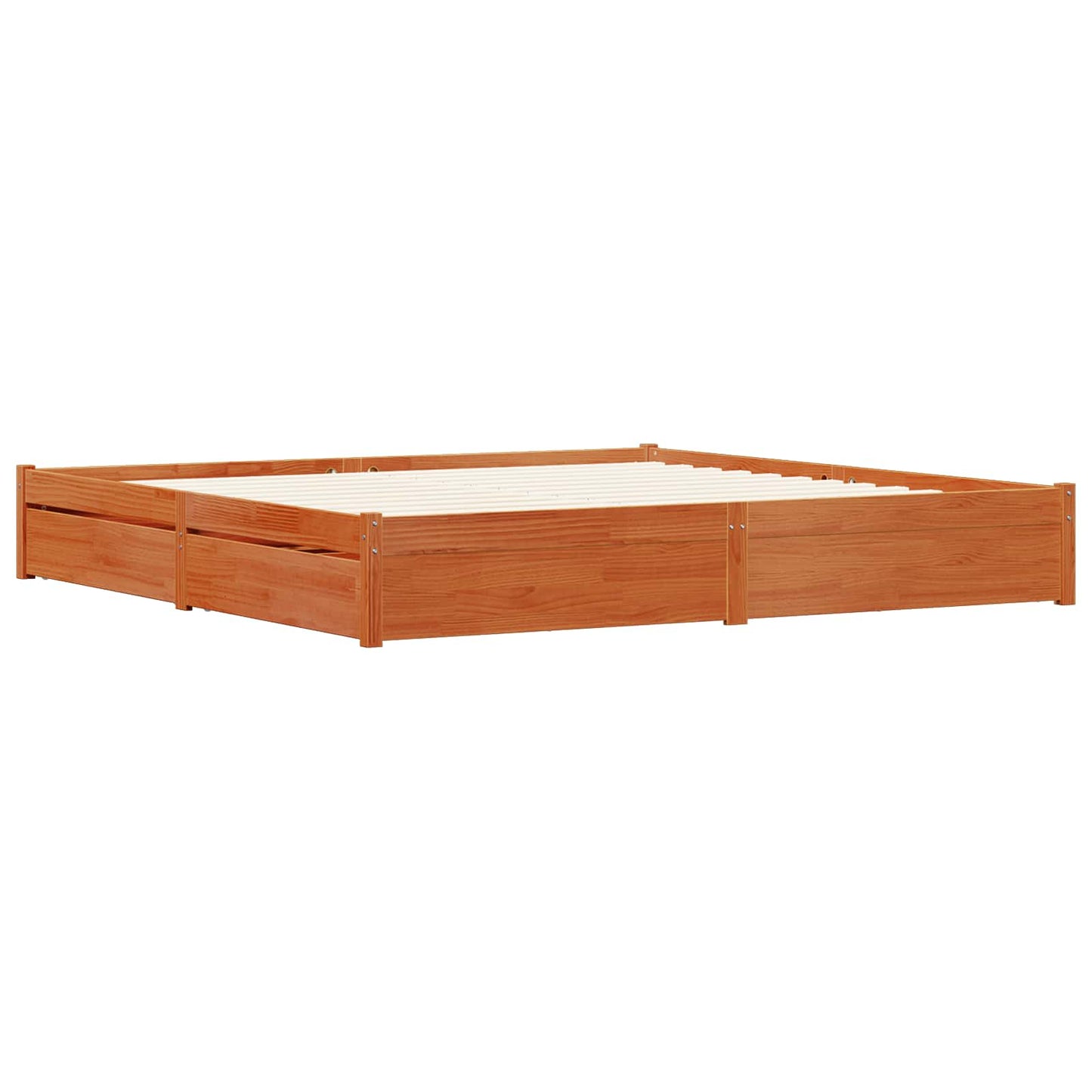 Bedframe met lade Wasbruin 200 x 200 cm Massief Vurenhout
