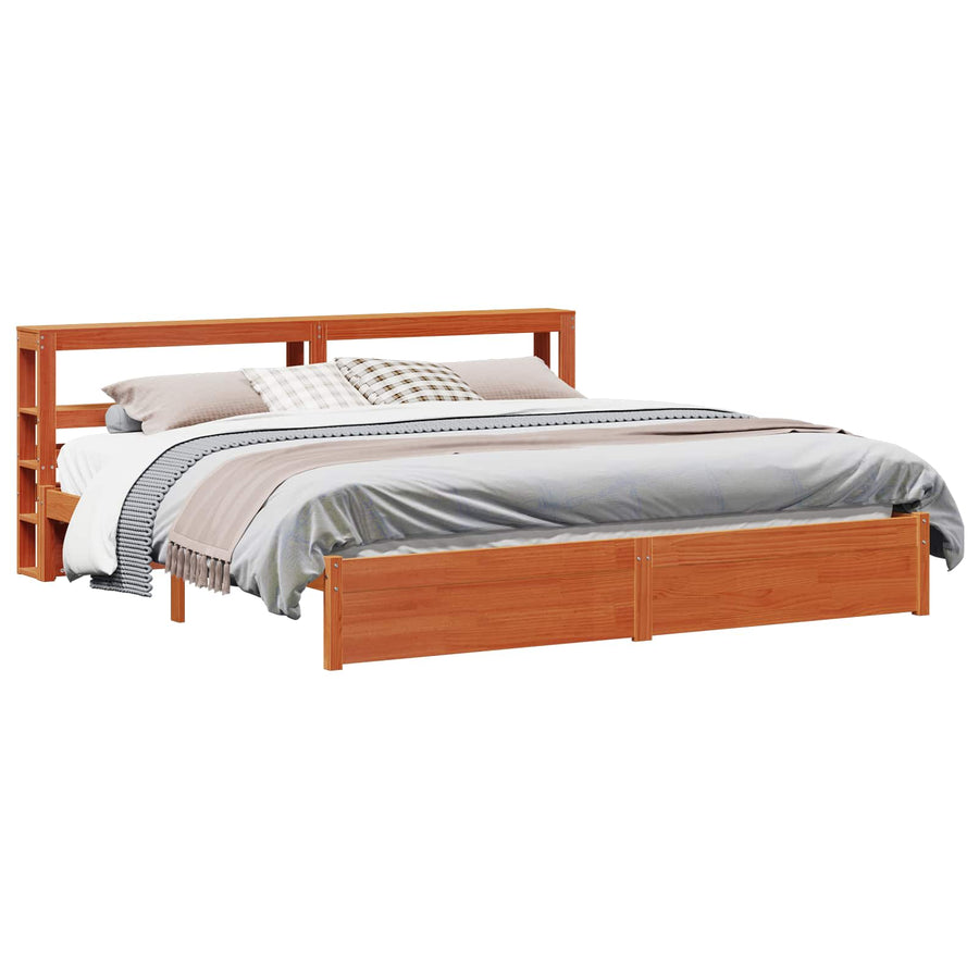 Bedframe met hoofdeinde Wasbruin 200 x 200 cm Massief Vurenhout