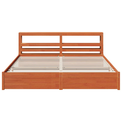 Bedframe met hoofdeinde Wasbruin 200 x 200 cm Massief Vurenhout