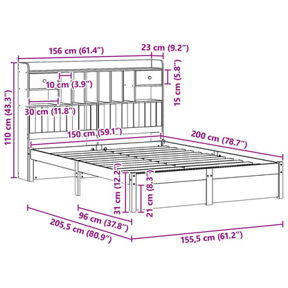 Boekenkast Bedframe Wasbruin 200 x 150 cm Massief Vurenhout