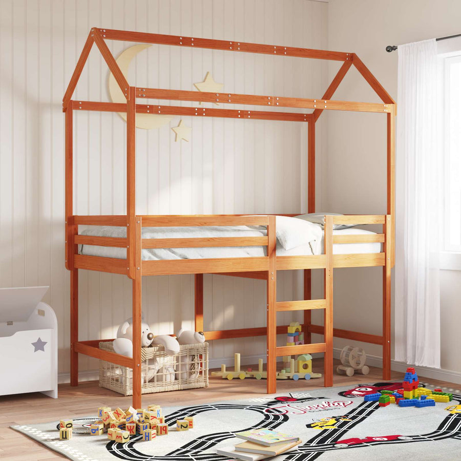 Hoogslaper bedframe Waskleur Bruin 90 x 190 cm