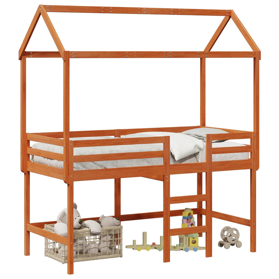 Hoogslaper bedframe Waskleur Bruin 90 x 190 cm