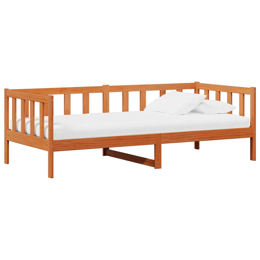 Dagtbed met matras Gewaxd Bruin en Wit 90 x 200 cm