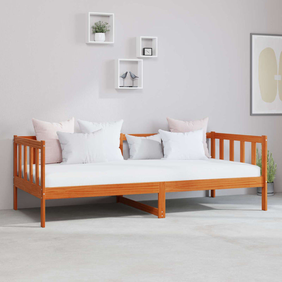 Dagtbed met matras Gewaxd Bruin en Wit 90 x 200 cm