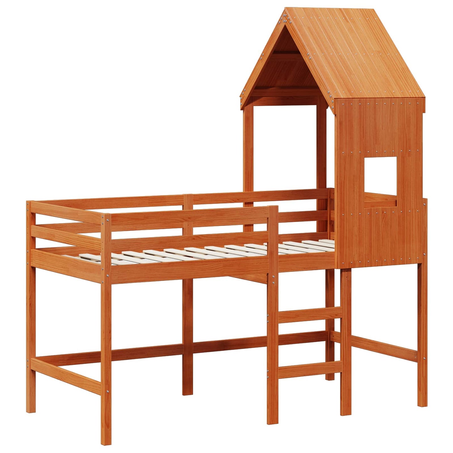 Hoogslaper bedframe Wasbruin 90 x 190 cm Massief grenenhout