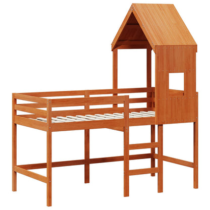 Hoogslaper bedframe Wasbruin 90 x 190 cm Massief grenenhout