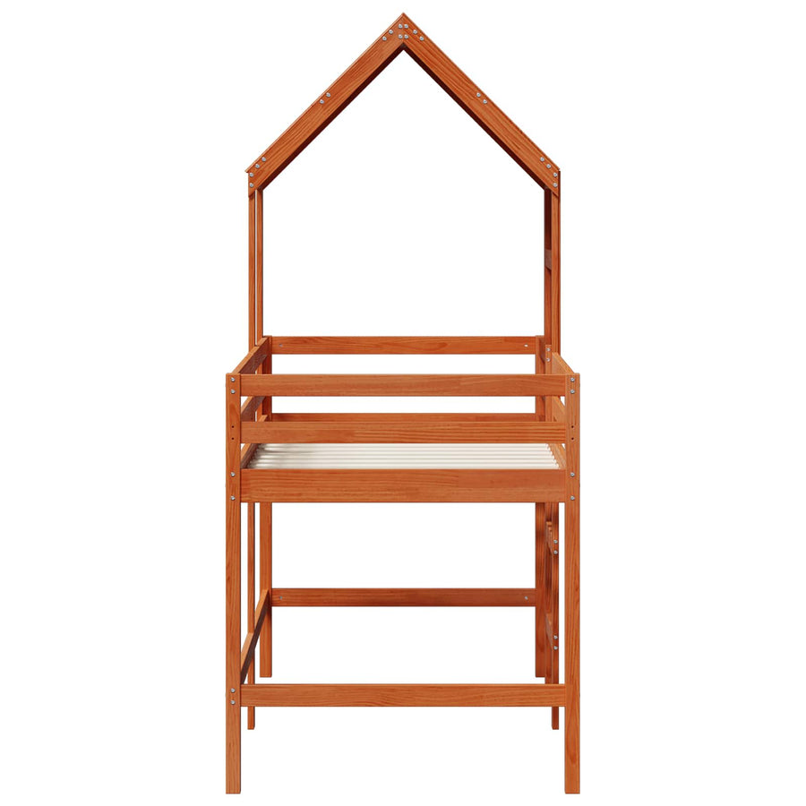 Hoogslaper bedframe Wasbruin 90 x 190 cm Massief grenenhout