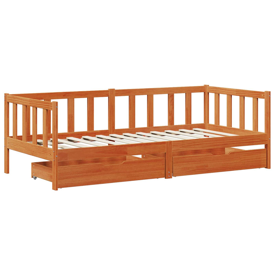 Slaapbank met hoofdeinde 3 pcs Wasbruin Massief Vurenhout