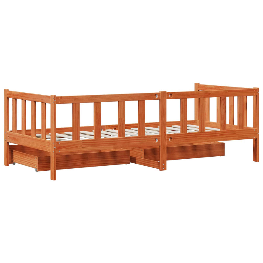 Slaapbank met hoofdeinde 3 pcs Wasbruin Massief Vurenhout