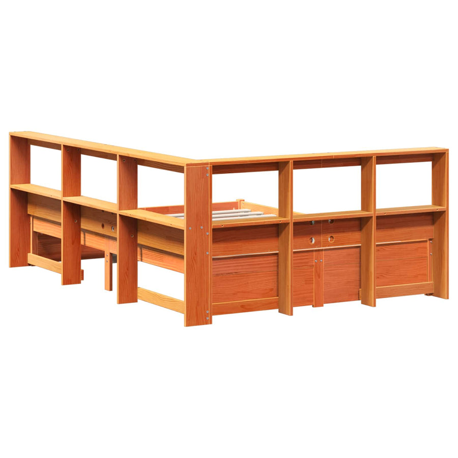 Boekenkast Bed 2 pcs Wasbruin 200 x 140 cm Massief Vurenhout