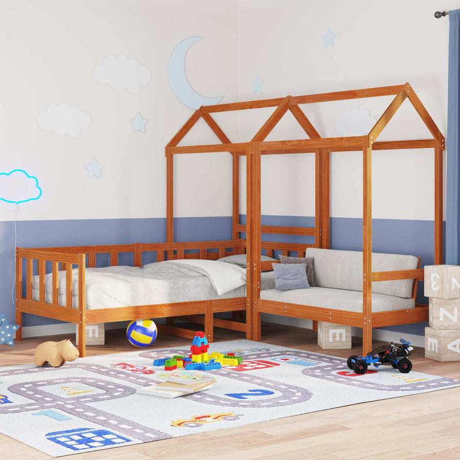 Dagbed Set Wasbruin Massief grenenhout