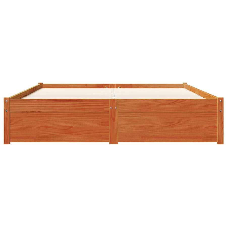 Bedframe met lade Wasbruin 150 x 200 cm Massief Vurenhout