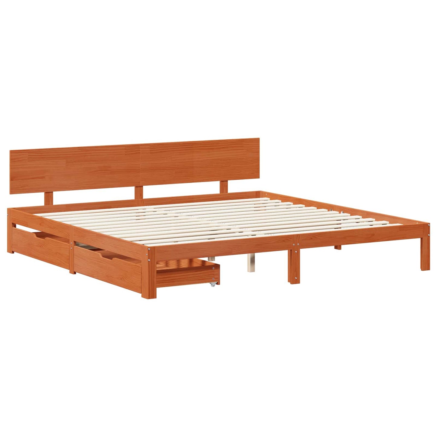 Bedframe met hoofdeinde Wasbruin 180 x 200 cm Massief Vurenhout