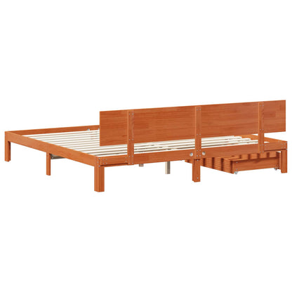 Bedframe met hoofdeinde Wasbruin 180 x 200 cm Massief Vurenhout