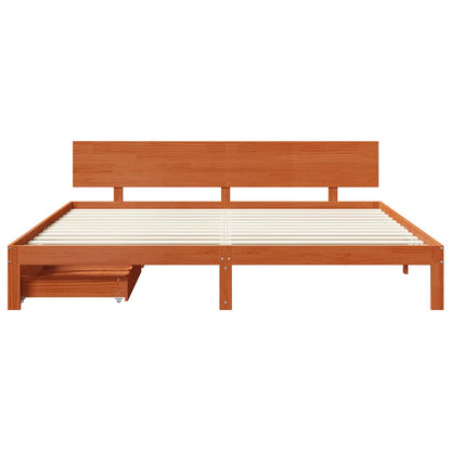 Bedframe met hoofdeinde Wasbruin 180 x 200 cm Massief Vurenhout