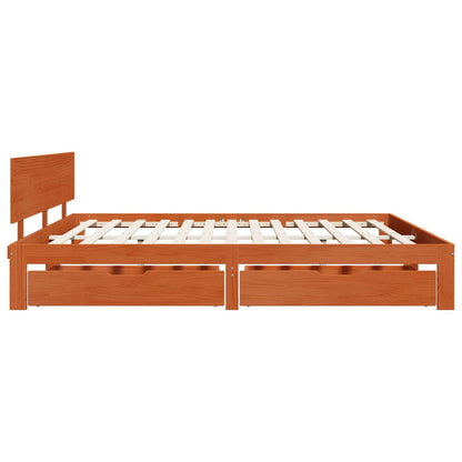 Bedframe met hoofdeinde Wasbruin 180 x 200 cm Massief Vurenhout