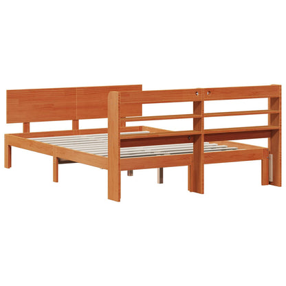 Bedframe met hoofdeinde 2 pcs Wasbruin Massief Vurenhout