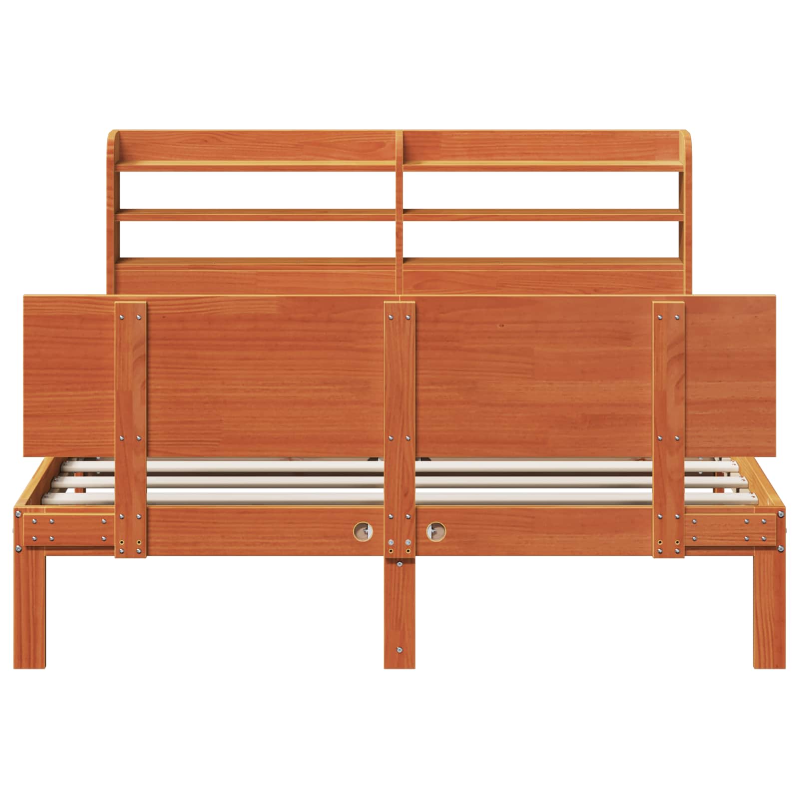 Bedframe met hoofdeinde 2 pcs Wasbruin Massief Vurenhout