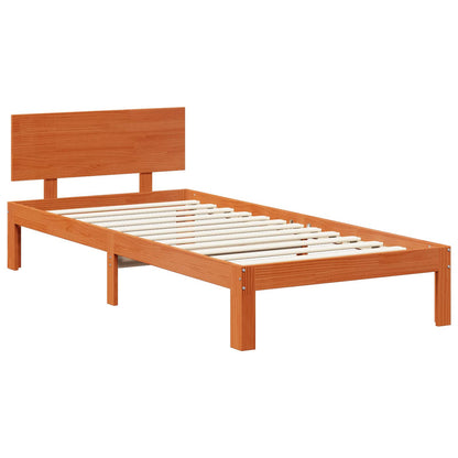Bedframe met hoofdeinde Wasbruin 70 x 190 cm Massief Vurenhout